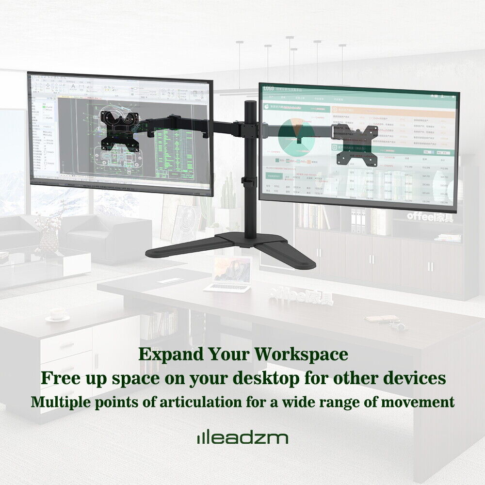 TV Stand Bracket DeskTop Monitor Table Double Fixed or Freestanding 13-27 inch