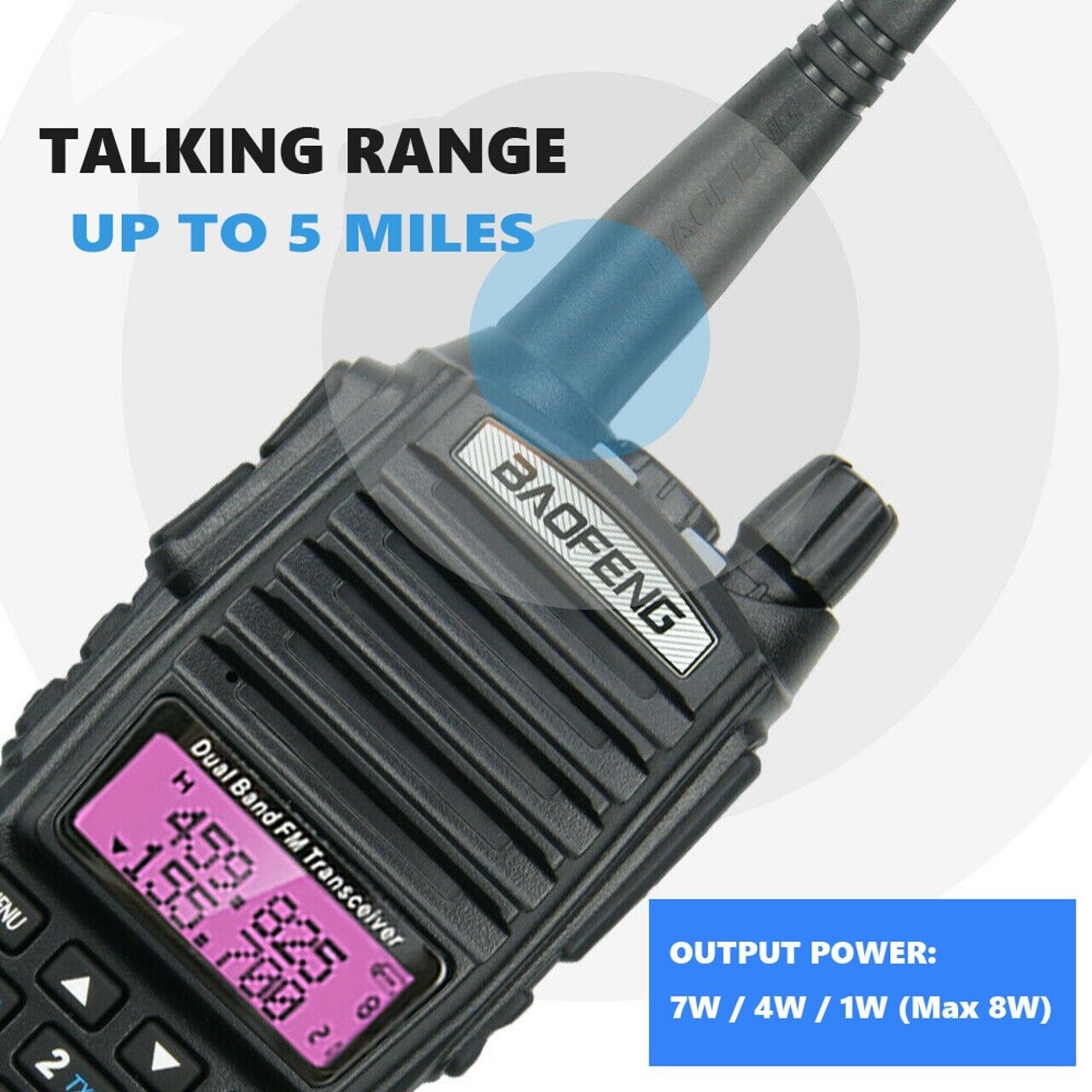 Upgraded BAOFENG UV-82 8W High Power Dual Band VHF/UHF Walkie Talkie + Earpiece