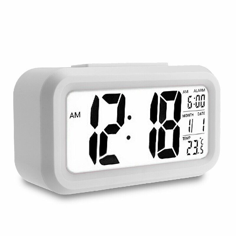 5.3 Inch Smart Simple Silent LED Digital Alarm Clock w/ Date Temp Display -Black