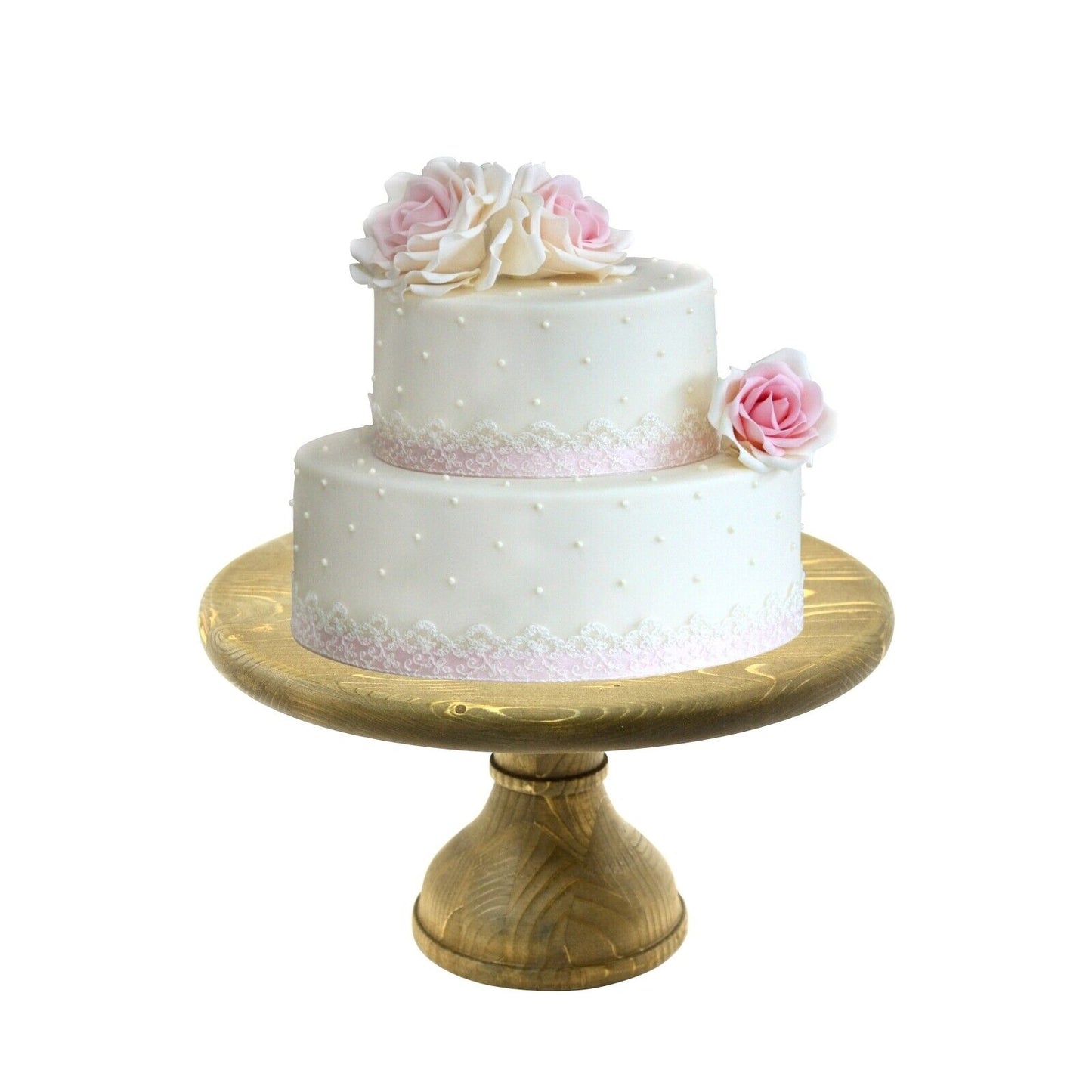 Wooden Cake stand Solid Wood Fruit Cupcake Platform Display 37cm