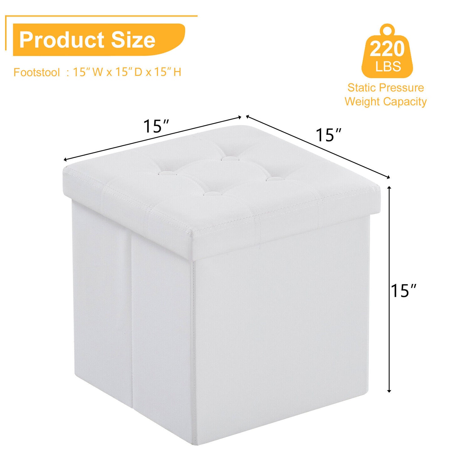 Folding Ottoman Storage Box Pouffe Seat Stool Home Chair Foot stool Bench LINEN
