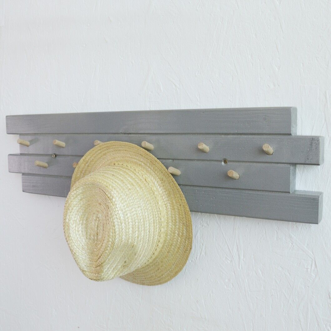11 Hooks Coat Hat Clothes Robe Holder Rack Hook Wall Hanger Wooden ECO UK