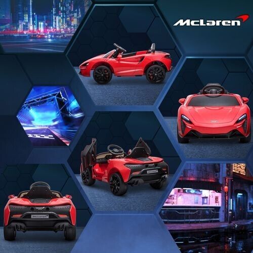 McLaren Licensed 12V Kids Electric Ride-On Car w/ Remote Control, Music - Red