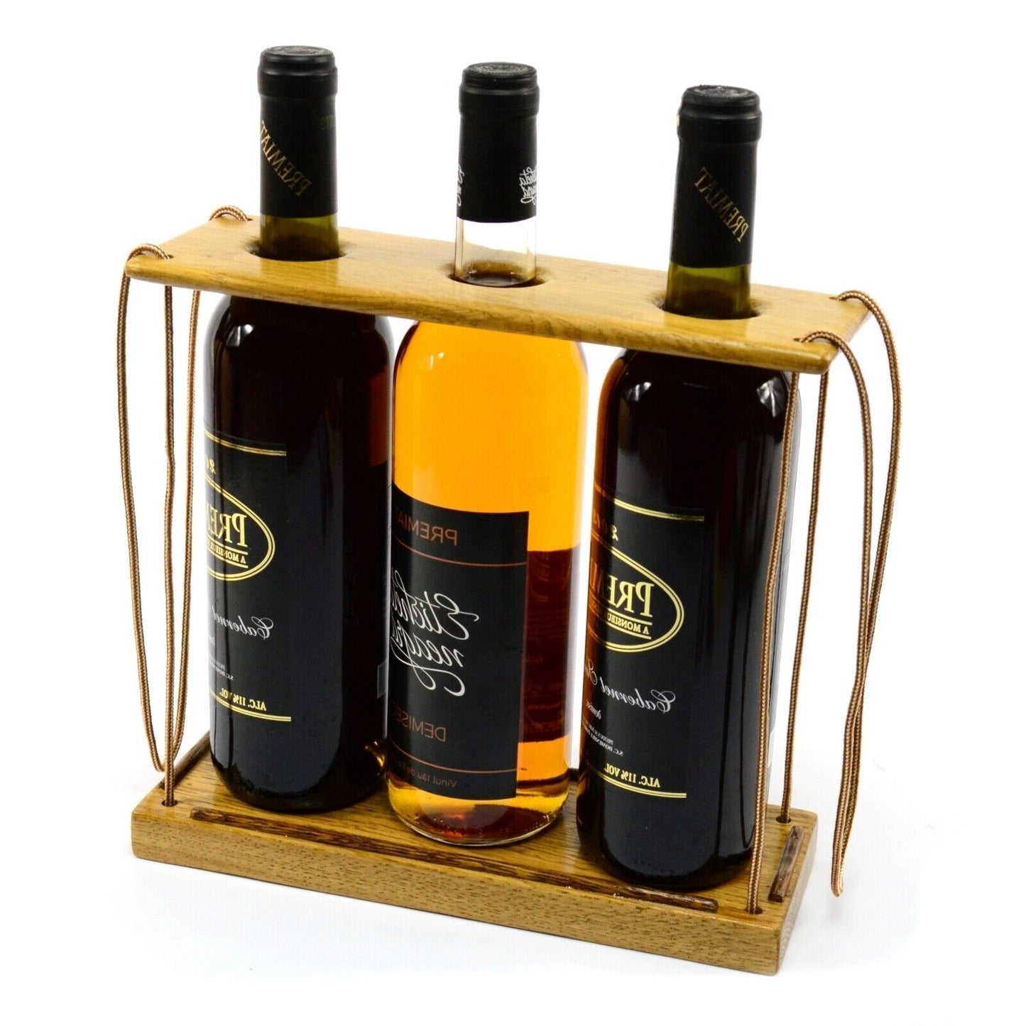 Handmade Wine Case Carrier 3 Bottle With Handle Storage Stand Stylish Durable