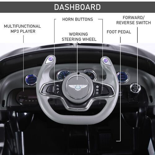 Kids Electric Car Bentley LED Lights Music Parental Remote Controls Sports Car