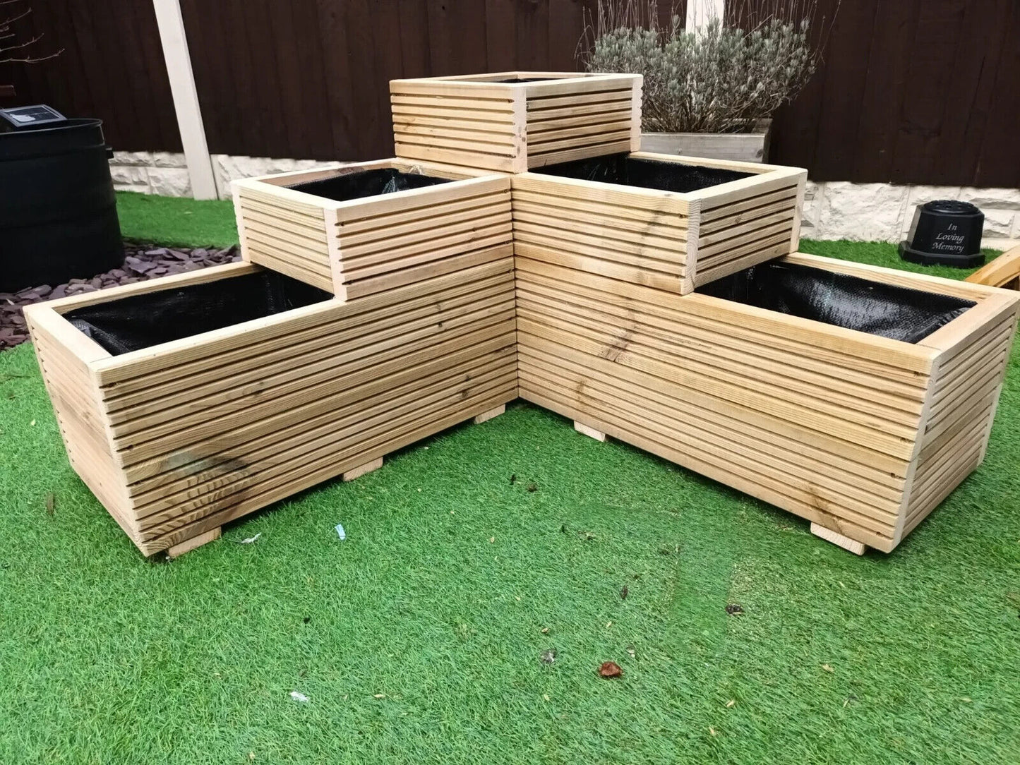 Large Planter Outdoor Garden Corner Tiered Wooden Trough Plant Flower Herb