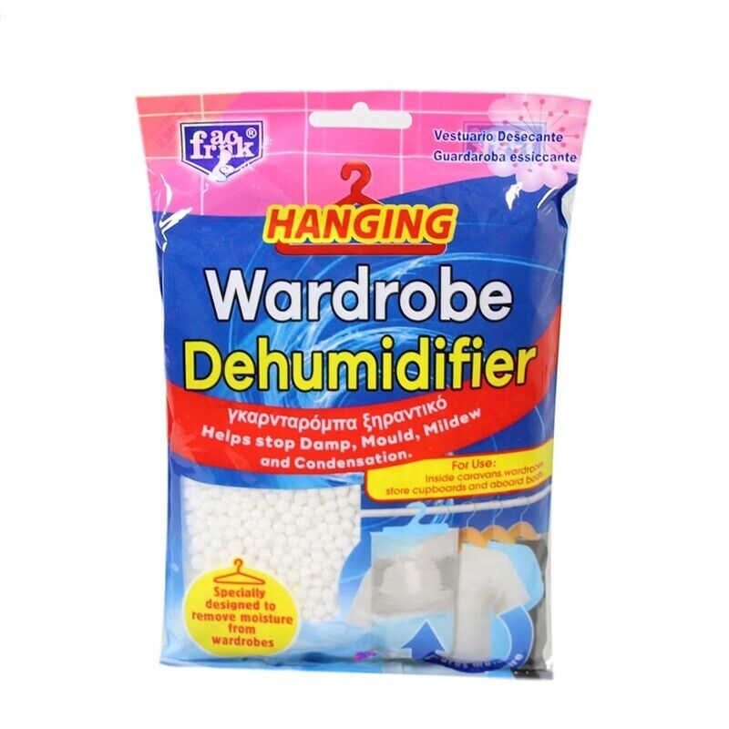 HANGING WARDROBE DEHUMIDIFIER Bags Stops Damp Mould Absorb Moisture Cupboard