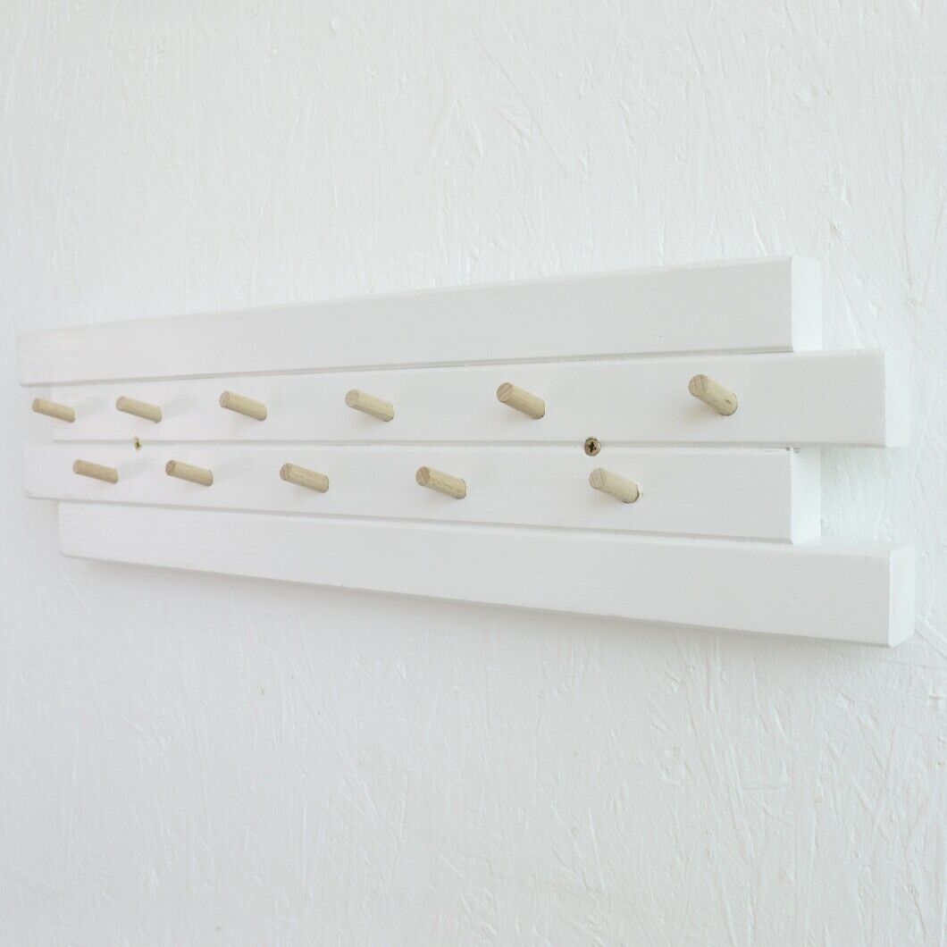 11 Hooks Coat Hat Clothes Robe Holder Rack Hook Wall Hanger Wooden ECO UK