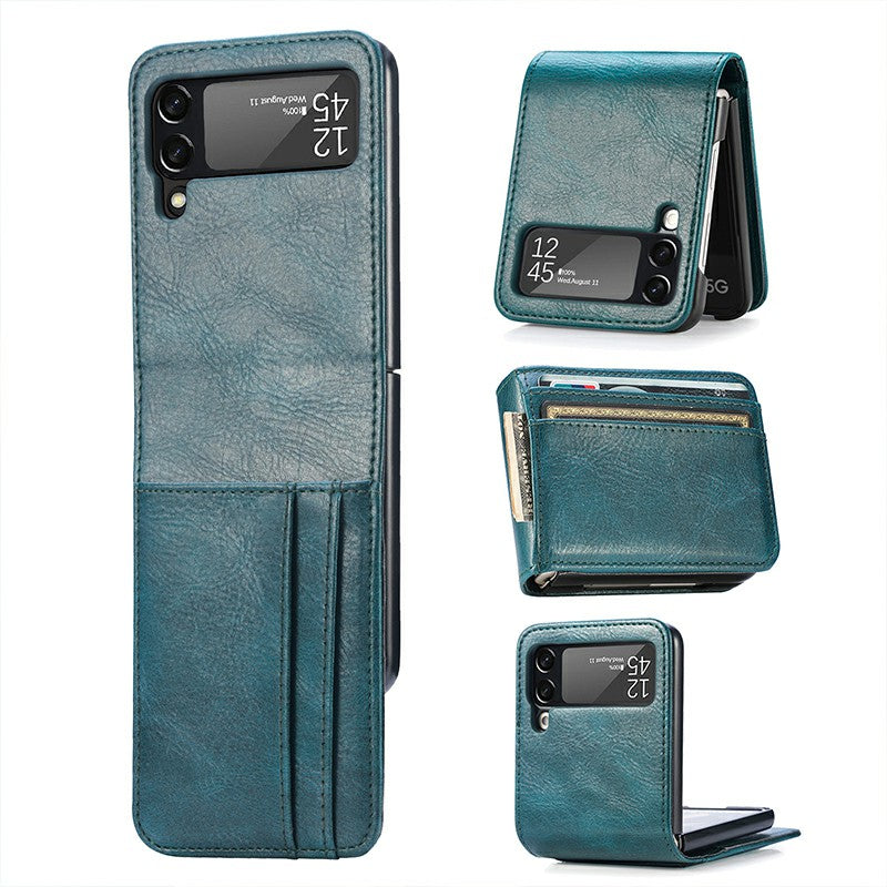 For Samsung Galaxy Z Flip 4 Case Shockproof Leather Wallet Card Phone Cover