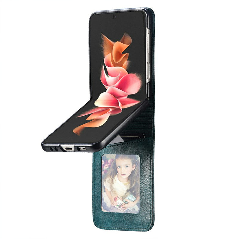 For Samsung Galaxy Z Flip 4 Case Shockproof Leather Wallet Card Phone Cover