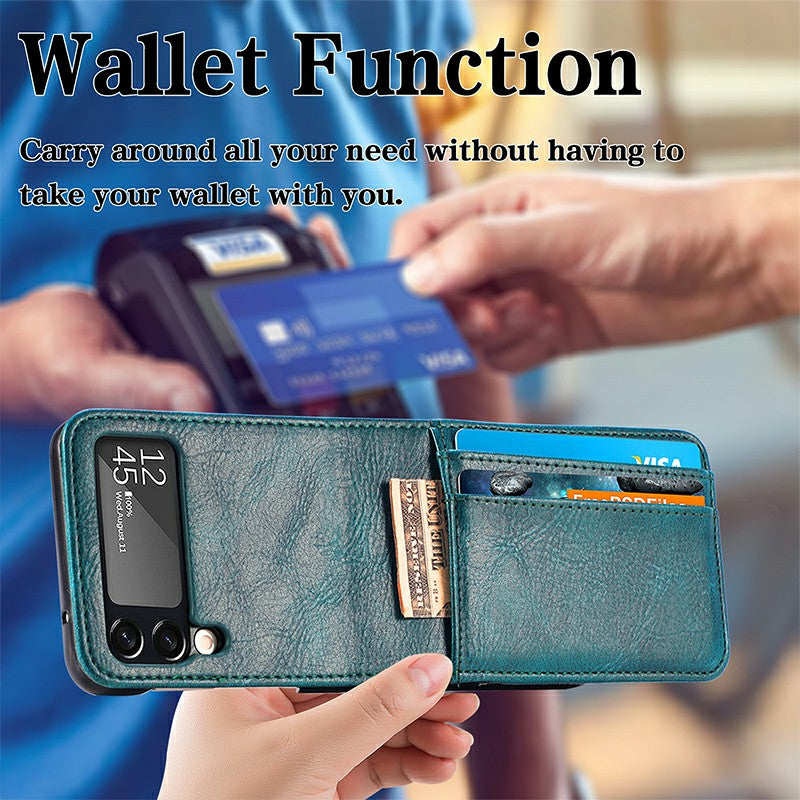 For Samsung Galaxy Z Flip 4 Case Shockproof Leather Wallet Card Phone Cover