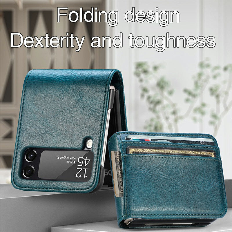 For Samsung Galaxy Z Flip 4 Case Shockproof Leather Wallet Card Phone Cover