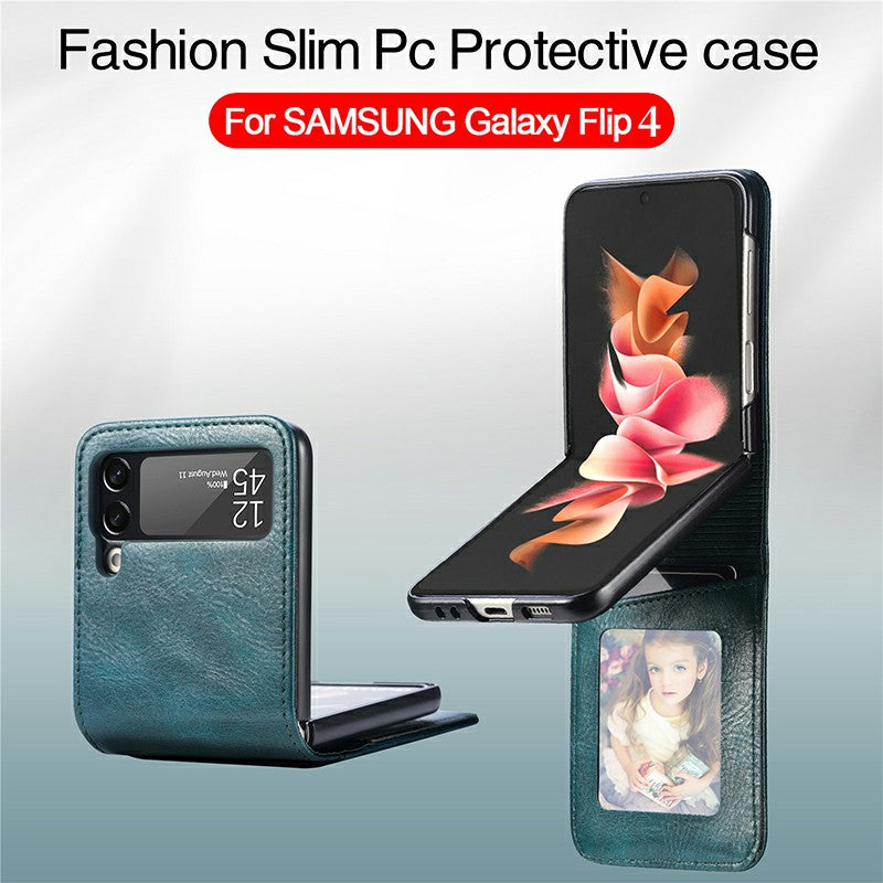 For Samsung Galaxy Z Flip 4 Case Shockproof Leather Wallet Card Phone Cover