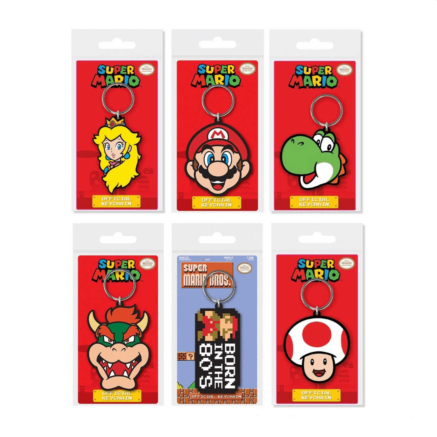 Super Mario Official Keyring Nintendo Rubber Keychain Princess Toad Yoshi Bowser