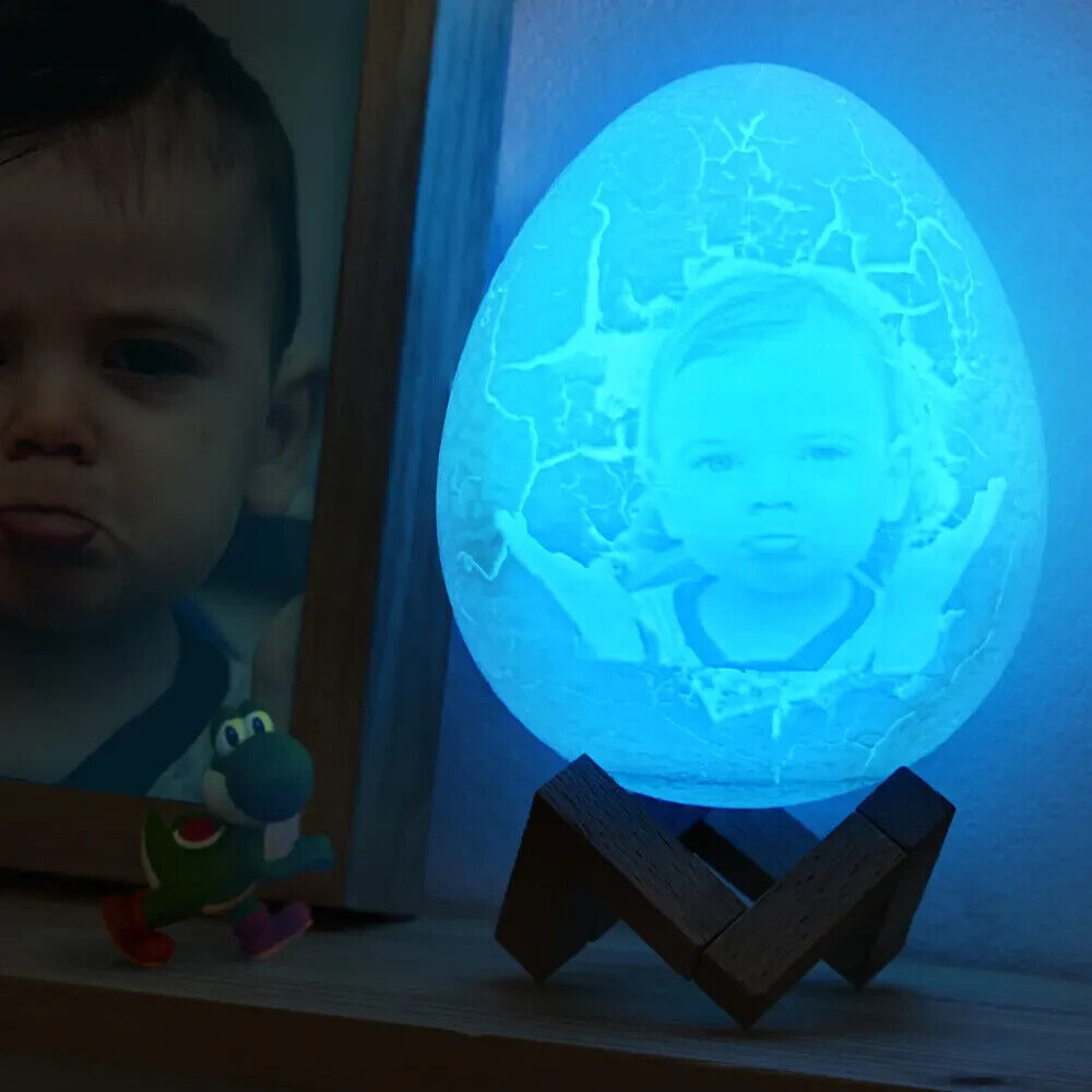 Personalised Photo Dinosaur Egg Night Light for Kids 3D Dinosaur Lamp RGB LED