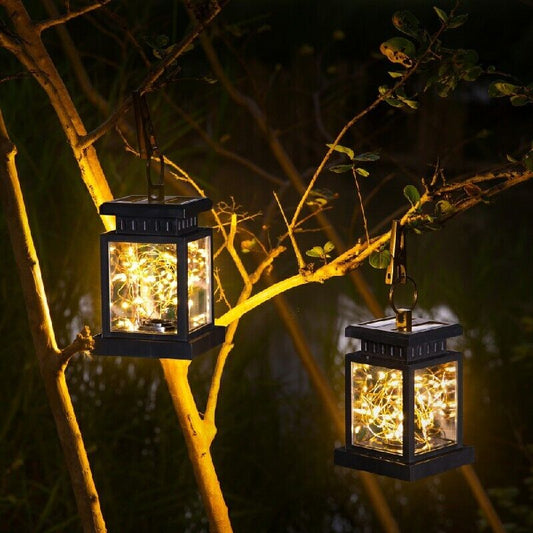Waterproof LED Solar Powered Hanging Lantern Lights Outdoor Garden Table Lamp GB