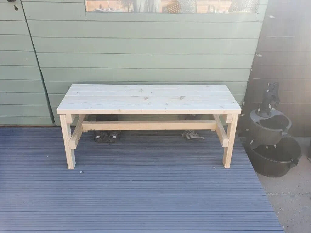 Handmade 120cm X 40cm Wooden Bench Garden Bench With No Back (2 SEATER)