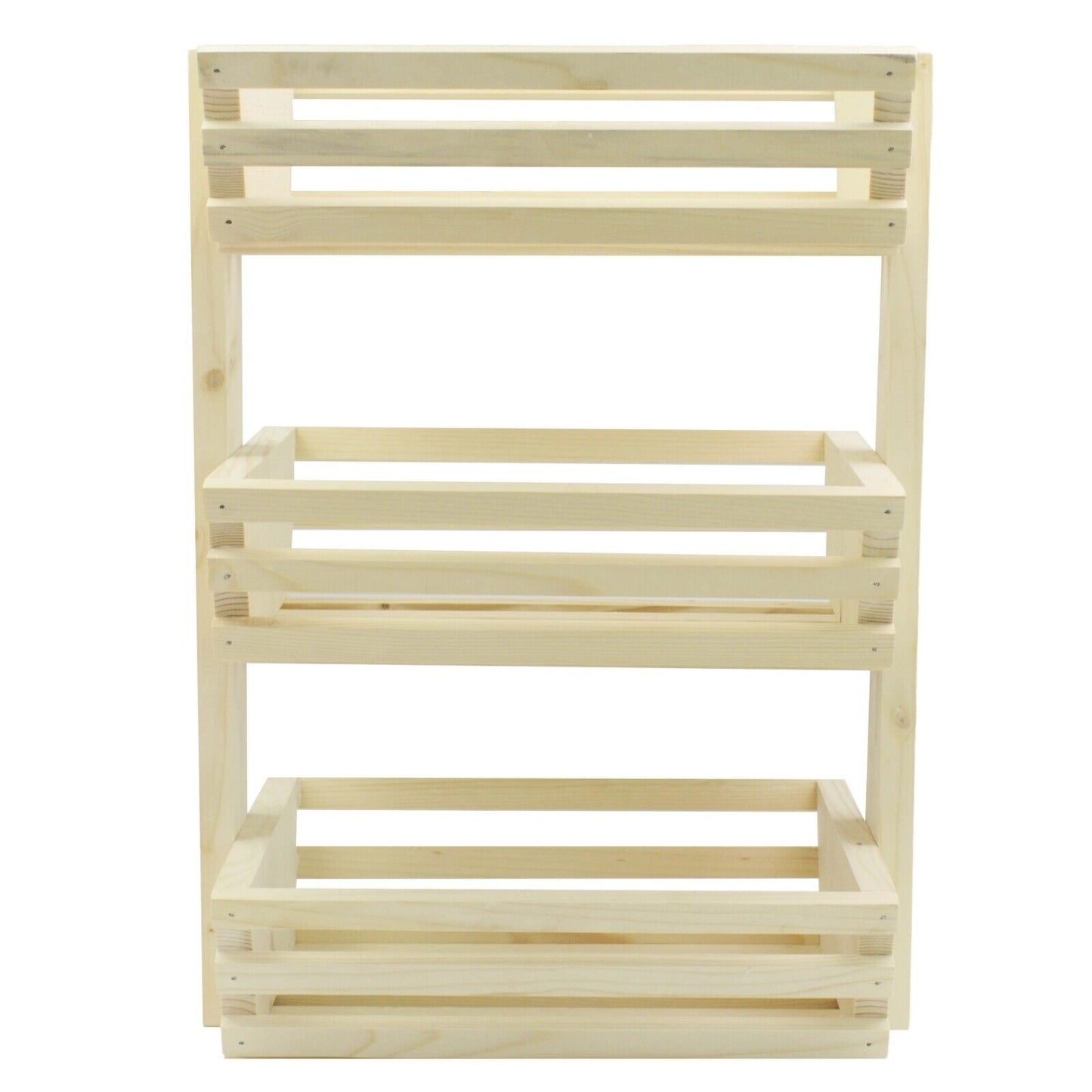 3 Tier Fruit Basket Handmade Natural Wood Holder Rack Vegetable Storage Stand