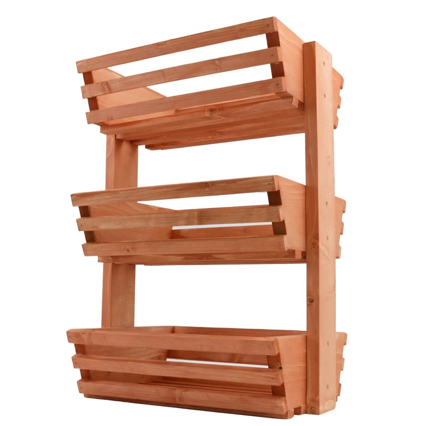 3 Tier Fruit Basket Handmade Natural Wood Holder Rack Vegetable Storage Stand