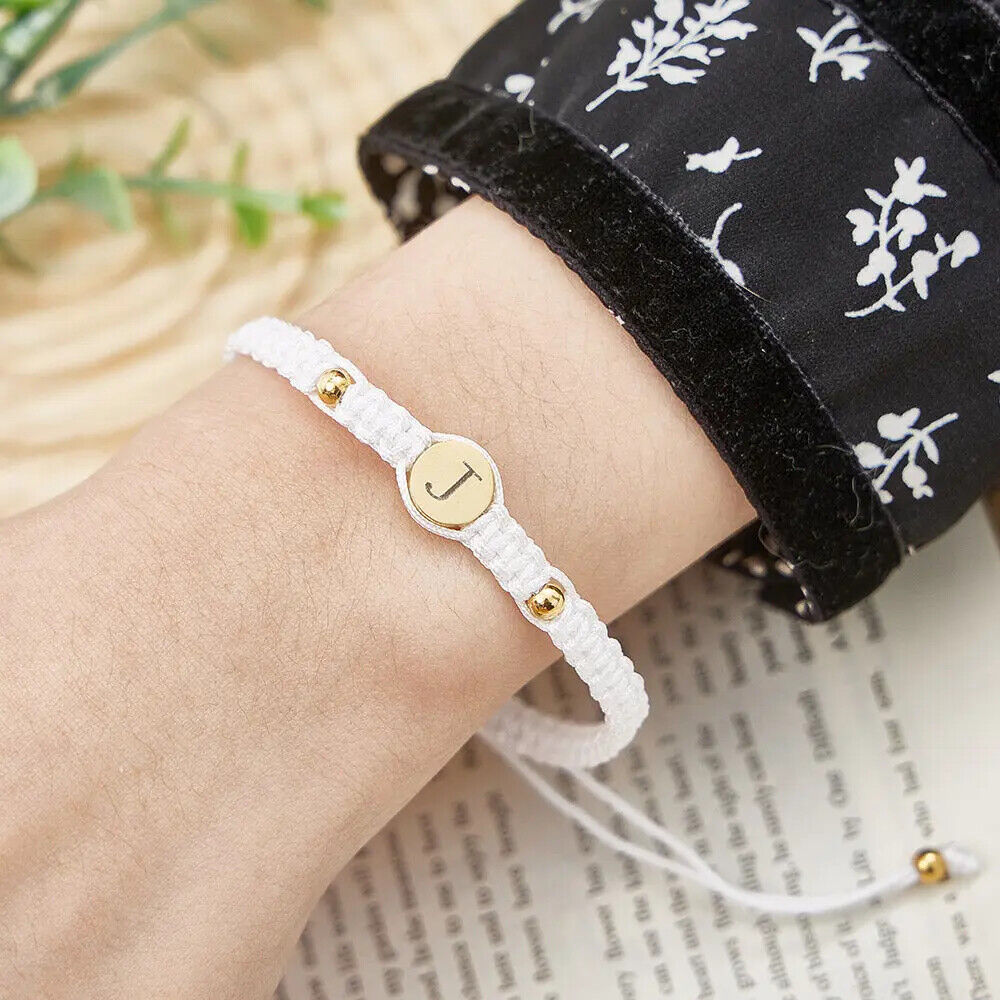 Personalised Couples Bracelets Custom Engraved Name Braided Bracelet Adjustable