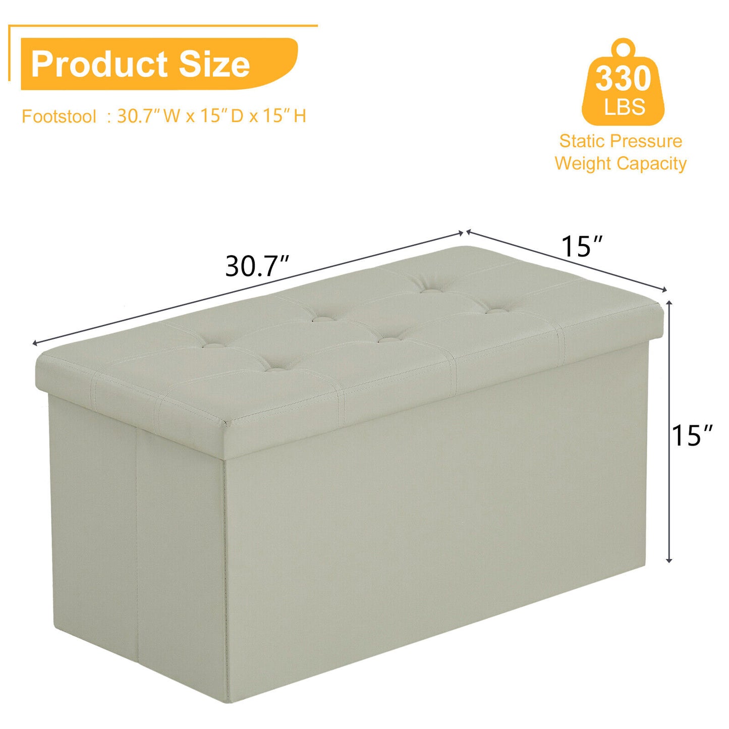 Folding Ottoman Storage Box Pouffe Seat Stool Home Chair Foot stool Bench LINEN