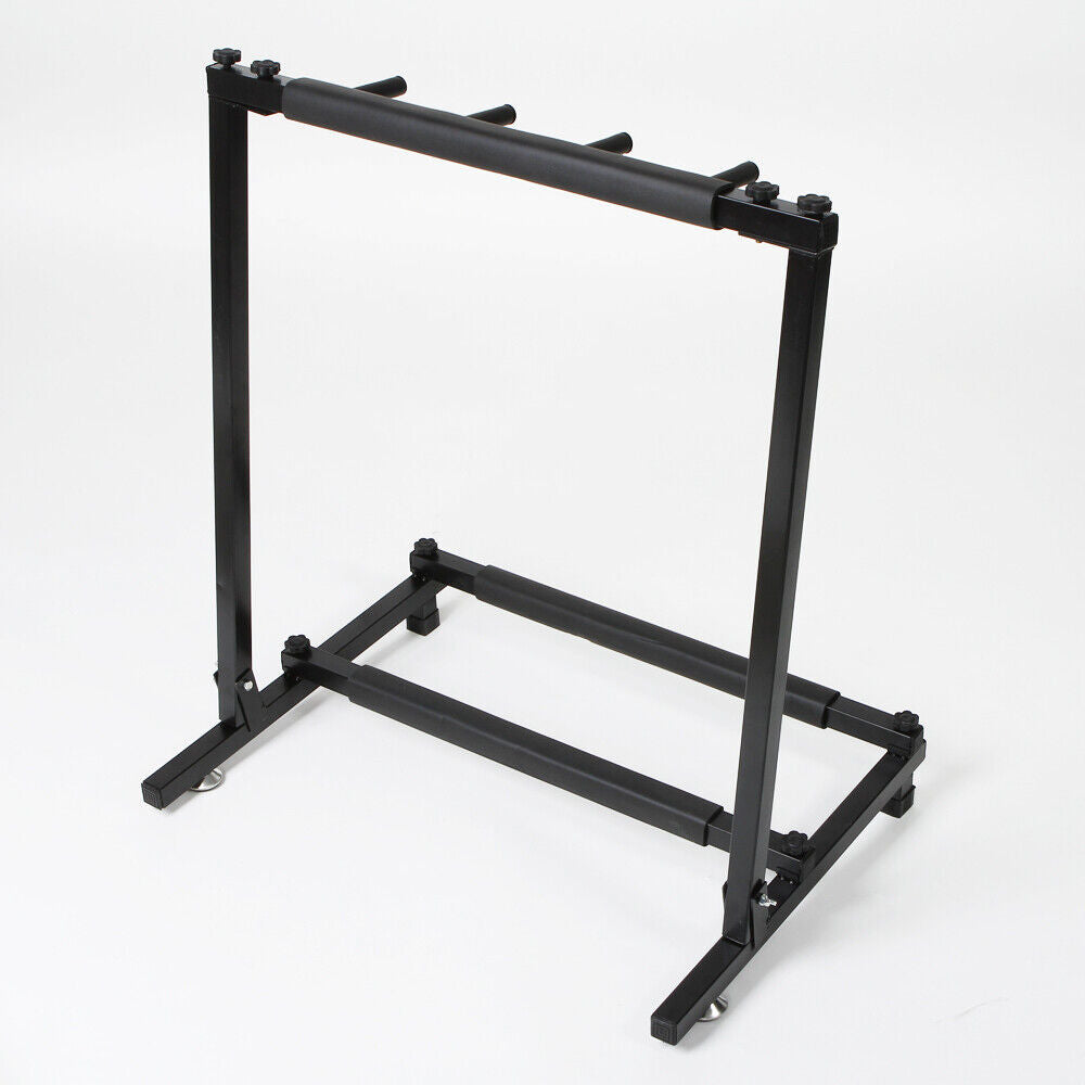 Black Folding Multi Guitar Rack Stand Padded Electric Acoustic Bass Holder New