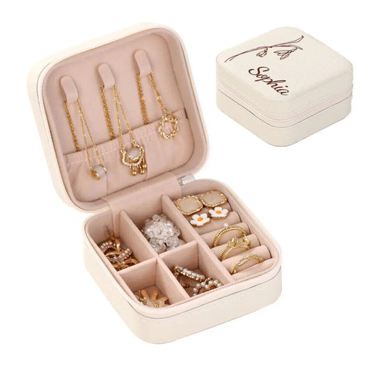 Personalised Custom Birth Flower Jewellery Box Organizer Storage Case Box Gift