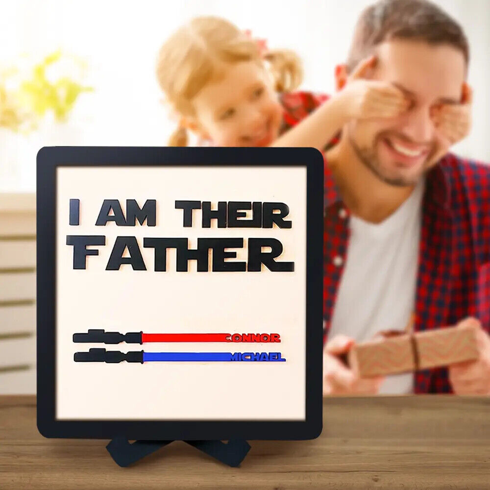 Personalised Fathers Day Dad Gifts Wars Light Sabers Family Names Sign Decor