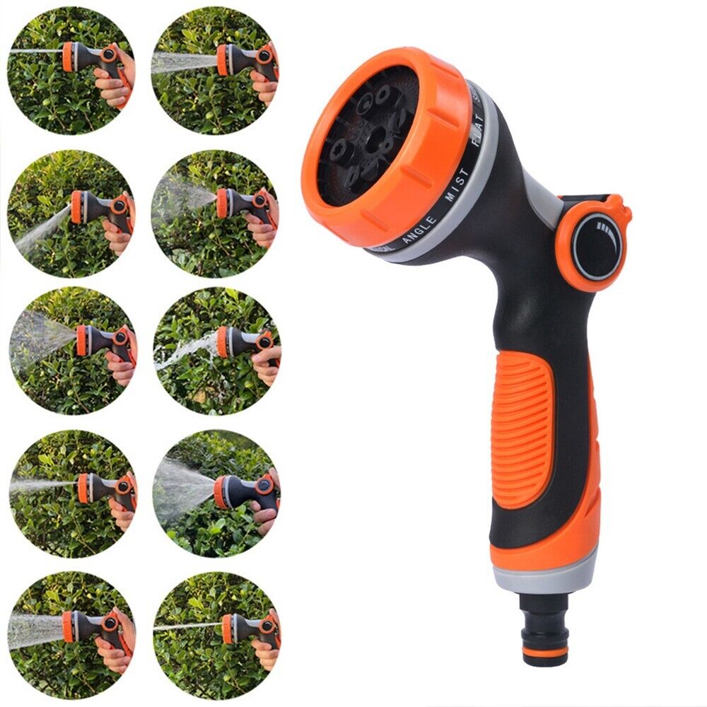 Garden Watering Hose Pipe Spray Gun 10 Patterns Soft Handle Car Washing Pets