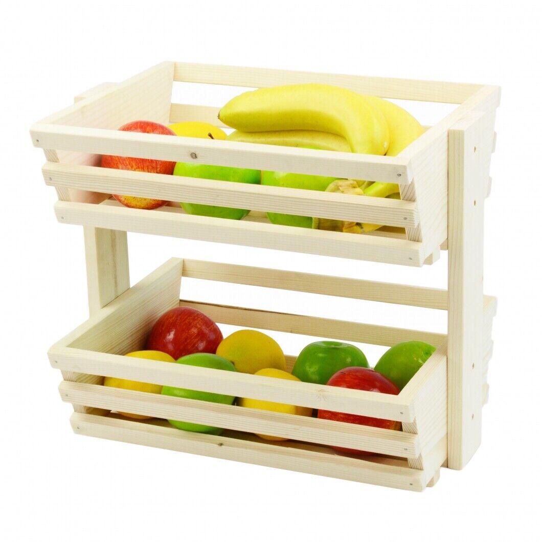 Handmade 2 tier Large Wooden Vegetable fruit food storage Bakery Display rack