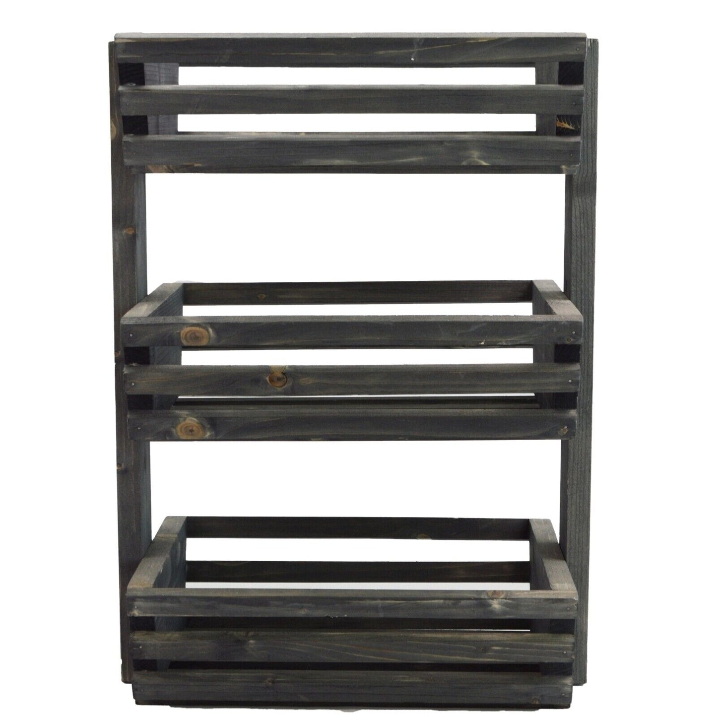 3 Tier Fruit Basket Handmade Natural Wood Holder Rack Vegetable Storage Stand