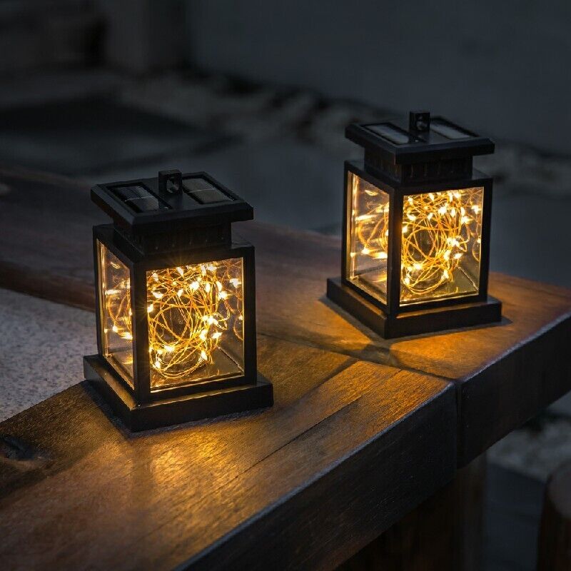 Waterproof LED Solar Powered Hanging Lantern Lights Outdoor Garden Table Lamp GB
