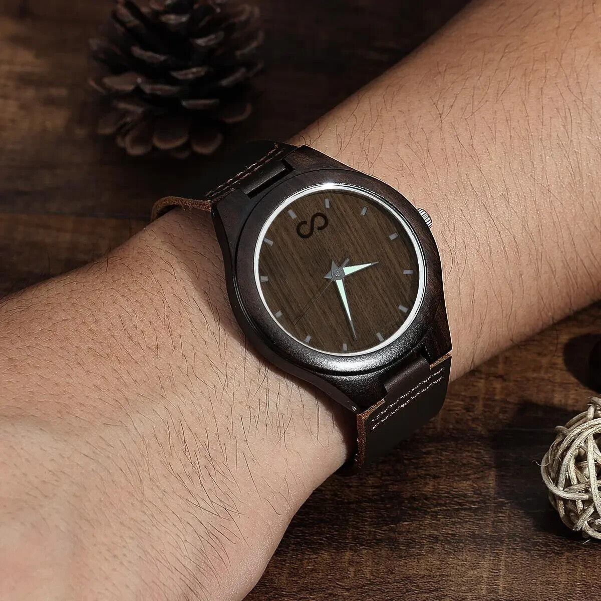 PERSONALISED Wooden Watch Leather Luxury Unisex Gents Ladies Wood Engraved Names