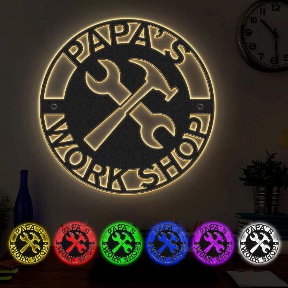 Personalised Dad Fathers Day Sign, LED Custom Illuminated Light Up Bedroom Sign
