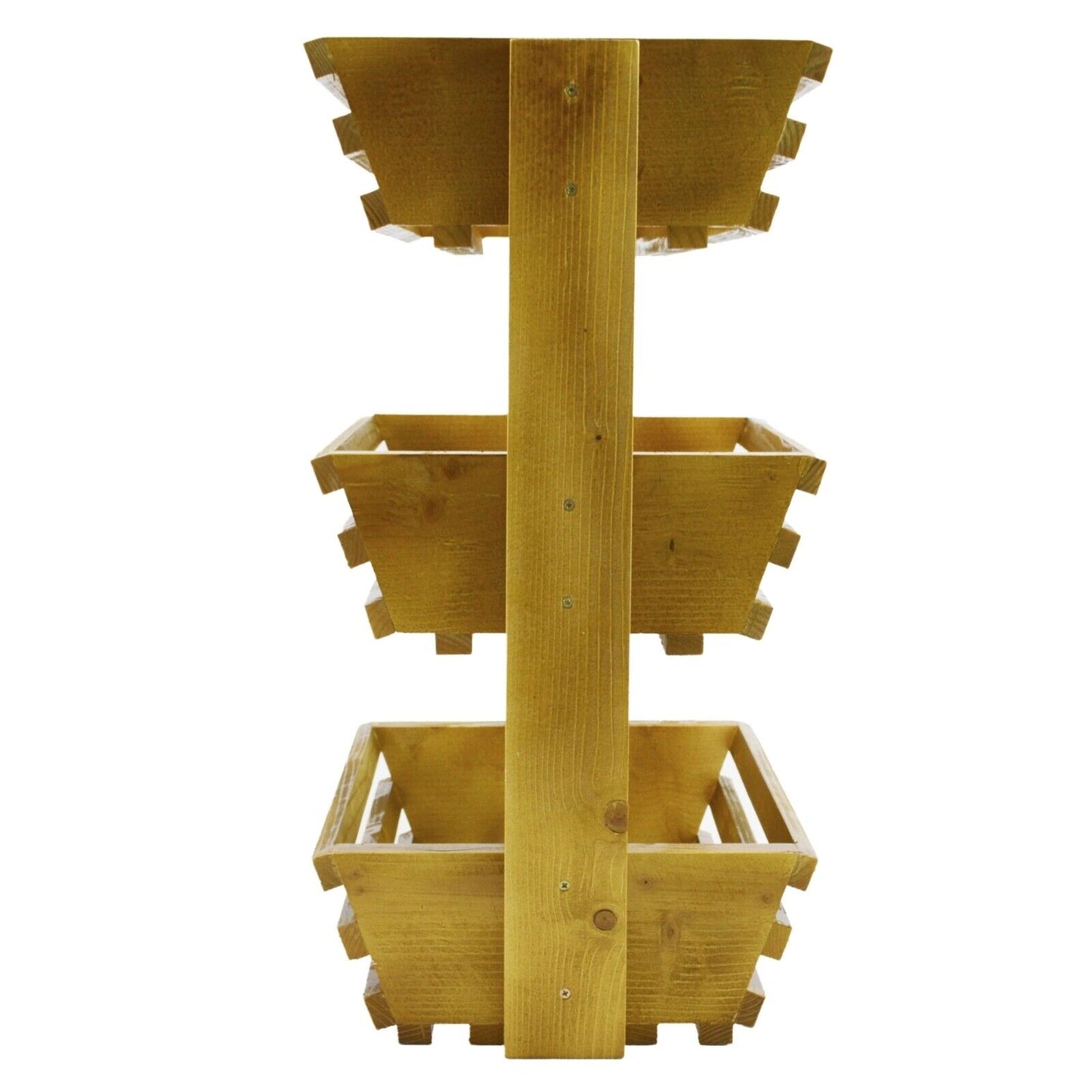 3 Tier Fruit Basket Handmade Natural Wood Holder Rack Vegetable Storage Stand