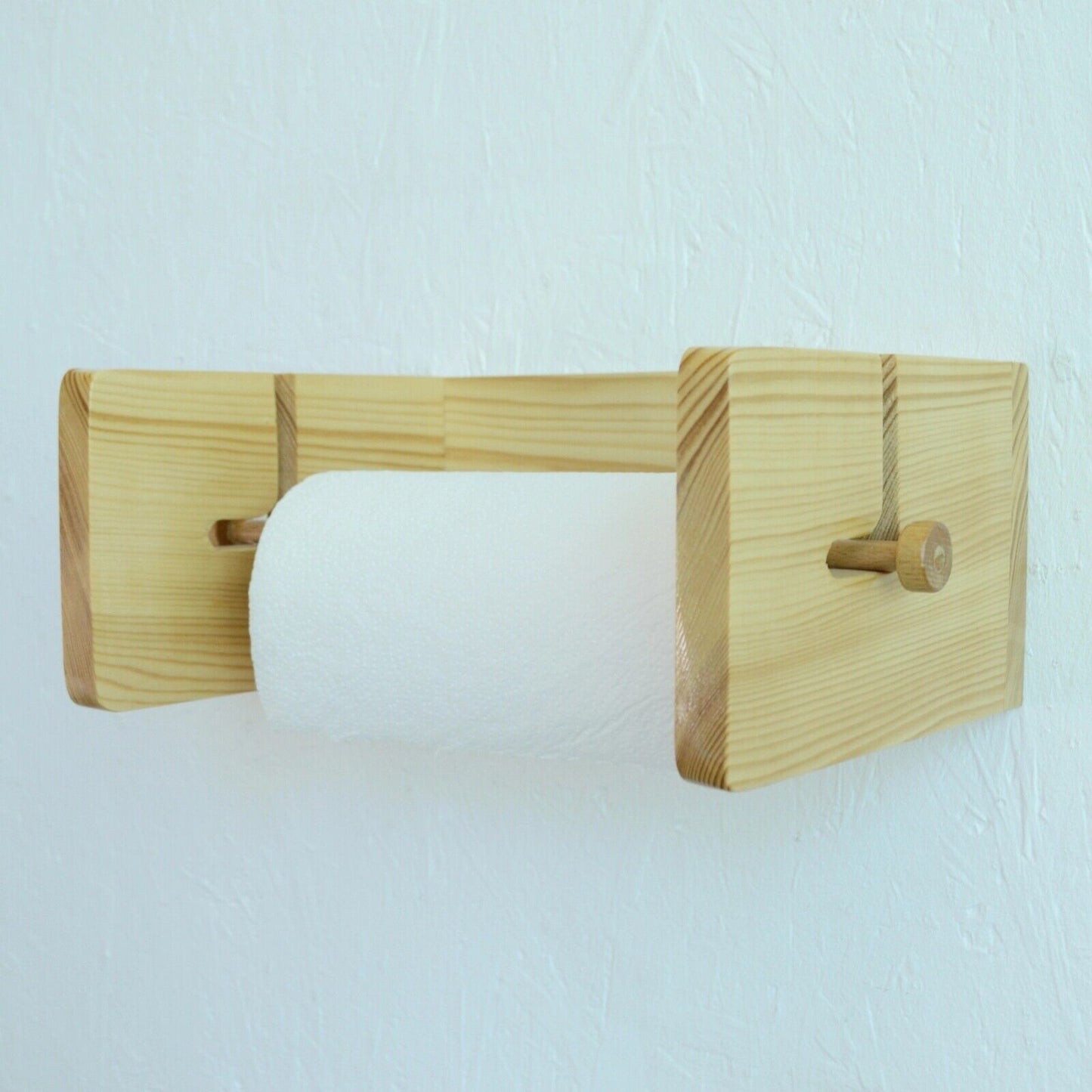 Kitchen Roll Holder Pine Wooden Wall Mounted Paper Roll Towel Dispenser Rustic
