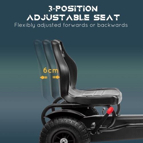 Children Pedal Go Kart w/ Adjustable Seat, Inflatable Tyres Kids Gift - Black