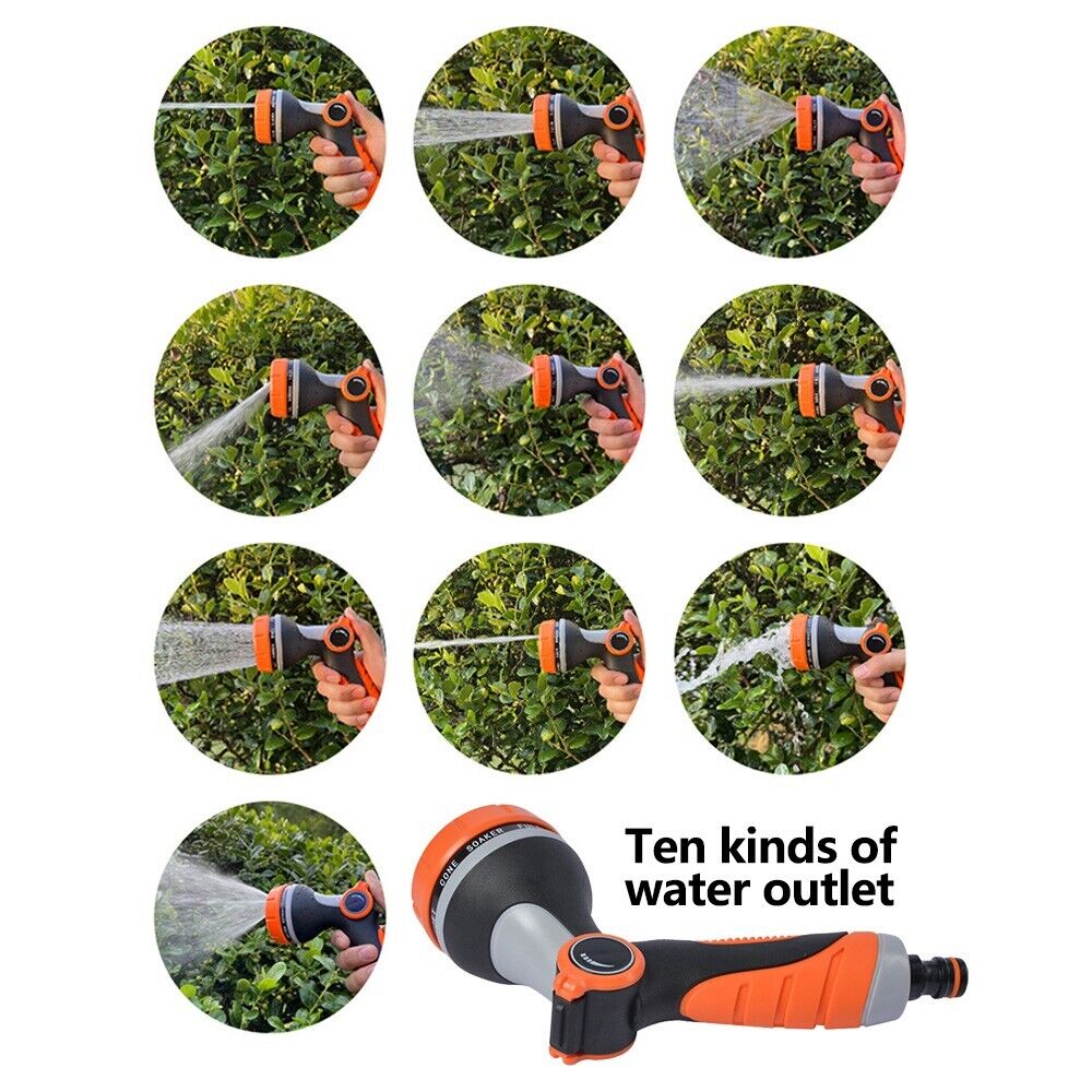 Garden Watering Hose Pipe Spray Gun 10 Patterns Soft Handle Car Washing Pets