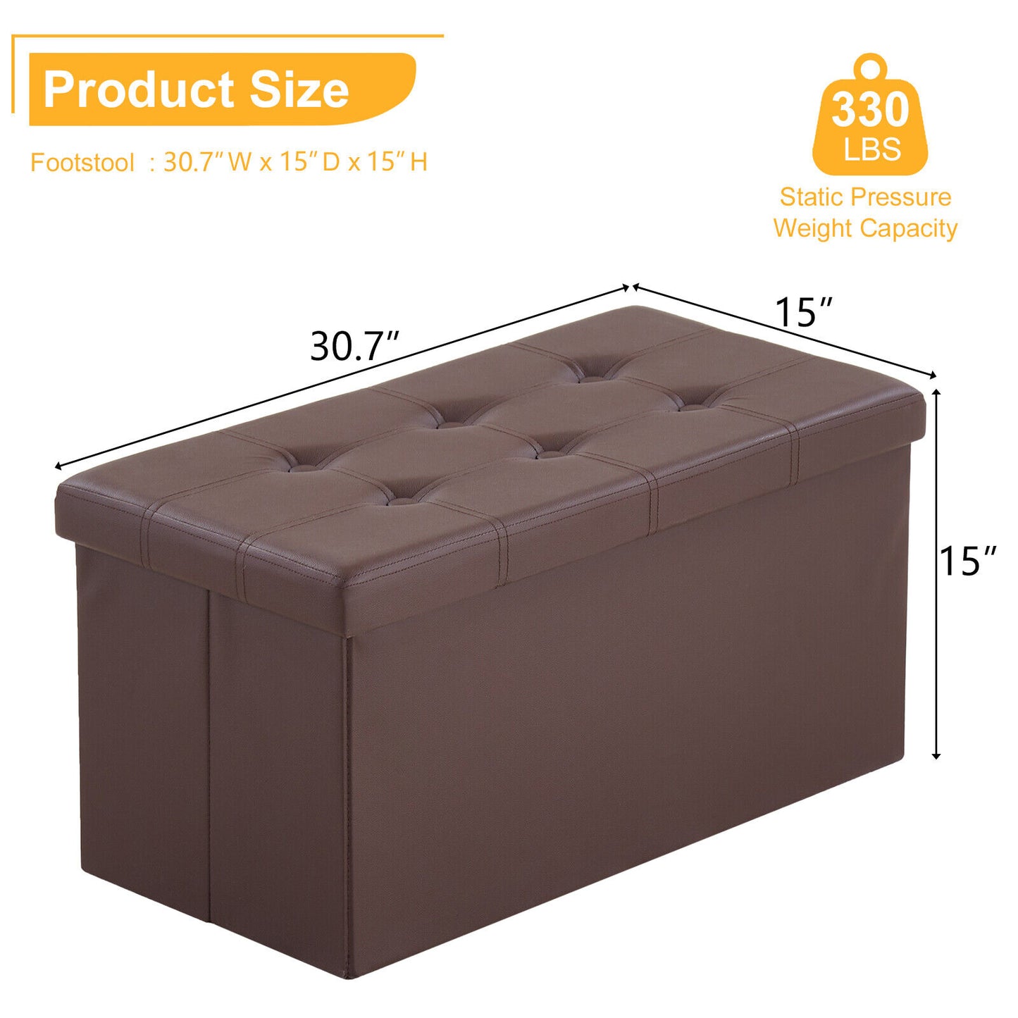 Folding Ottoman Storage Box Pouffe Seat Stool Home Chair Foot stool Bench LINEN