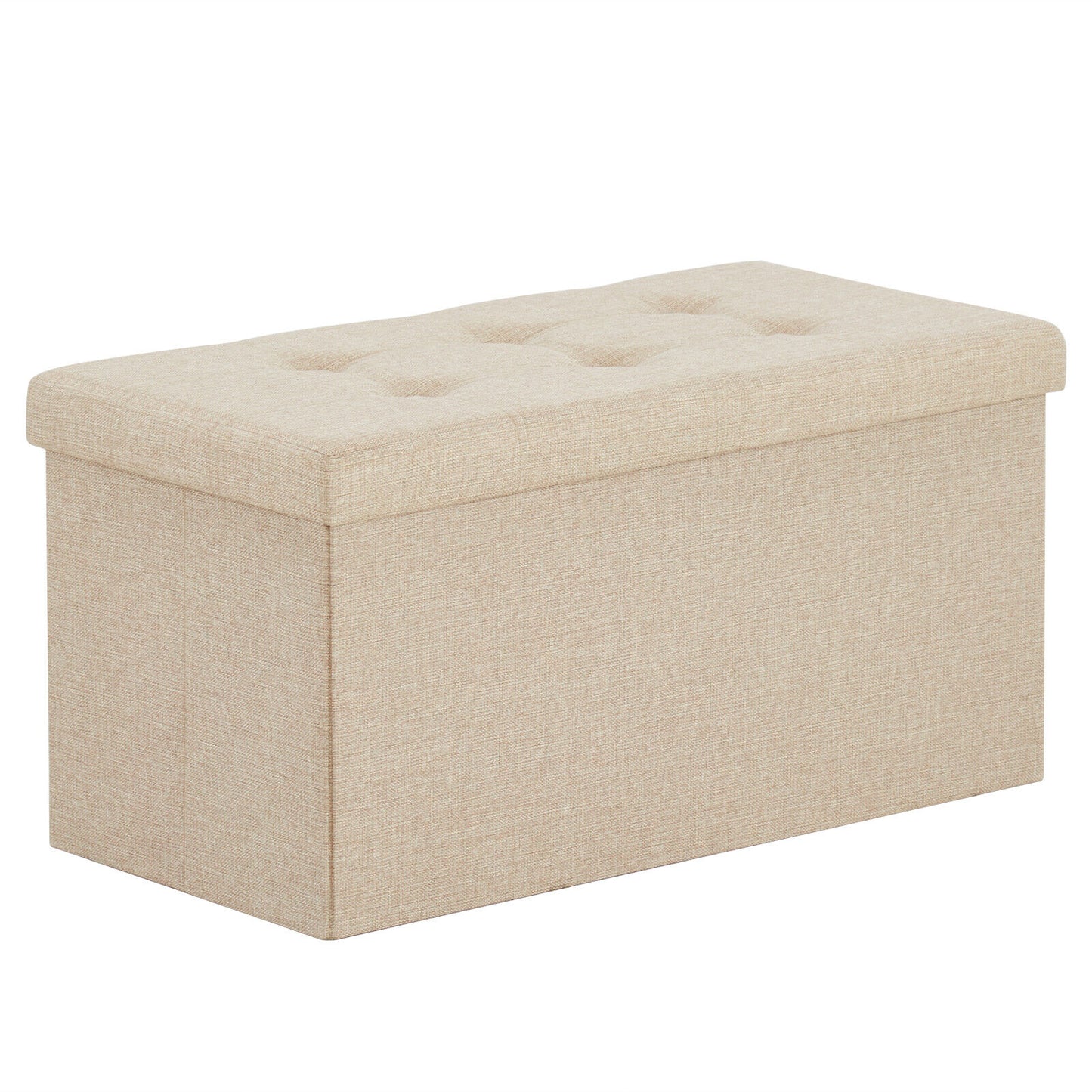 Folding Ottoman Storage Box Pouffe Seat Stool Home Chair Foot stool Bench LINEN