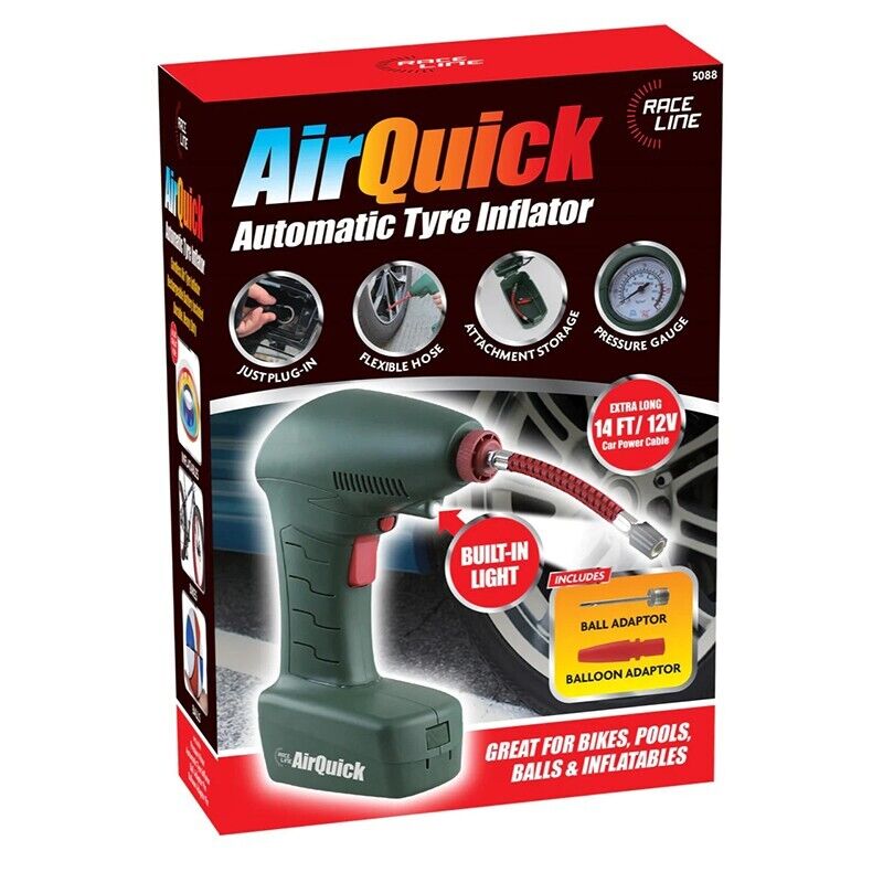 Air Quick Automatic Tyre Inflator Car Compressor Pump Bike 14FT Long Cable 12V