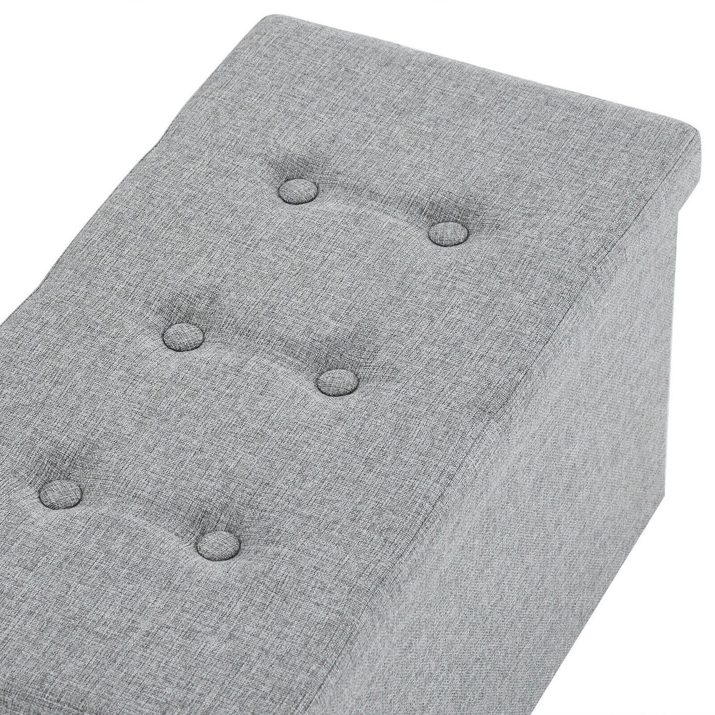 Folding Ottoman Storage Box Pouffe Seat Stool Home Chair Foot stool Bench LINEN