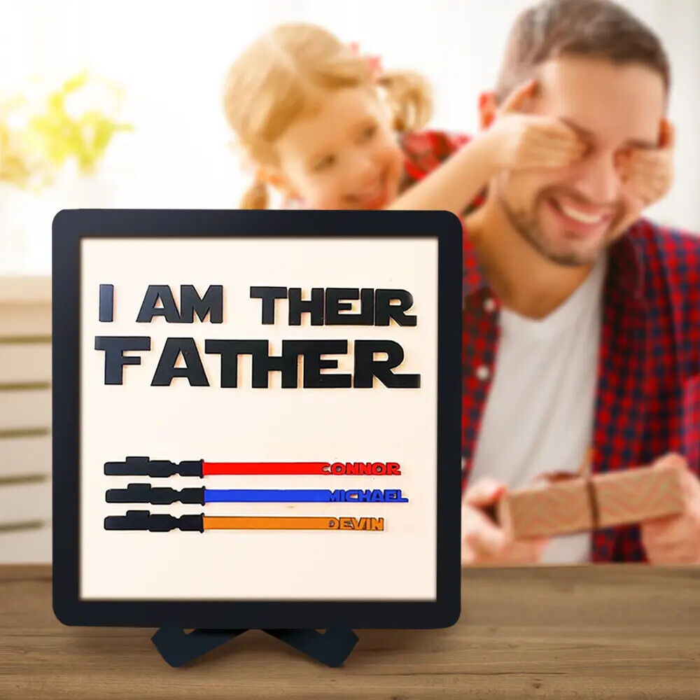 Personalised Fathers Day Dad Gifts Wars Light Sabers Family Names Sign Decor