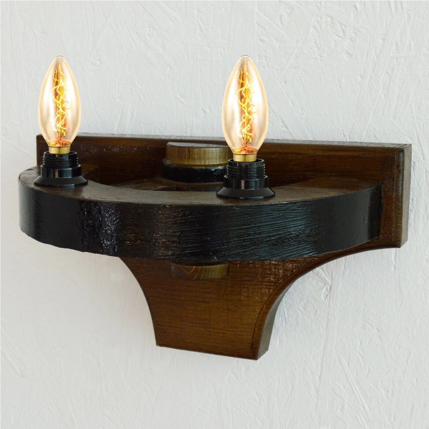 Design Oak Solid Wood Wall Lamp Glass Cover Light DIY Lighting Home Bedroom Gift