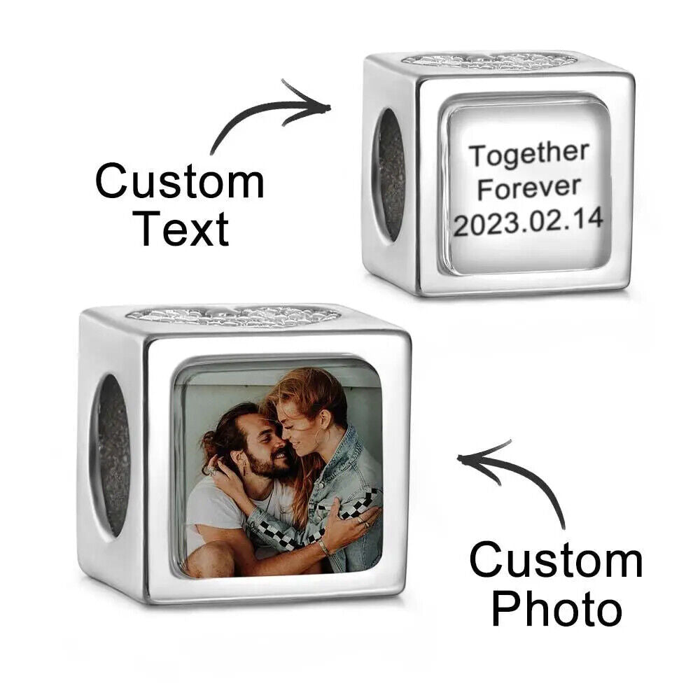 Personalised Charm Photo Heart Engraved, Christmas, Baby, Birthday, Women Gift