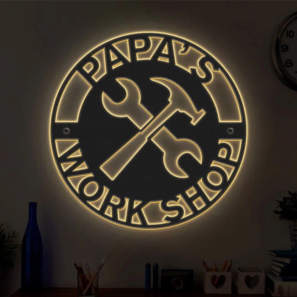 Personalised Dad Fathers Day Sign, LED Custom Illuminated Light Up Bedroom Sign