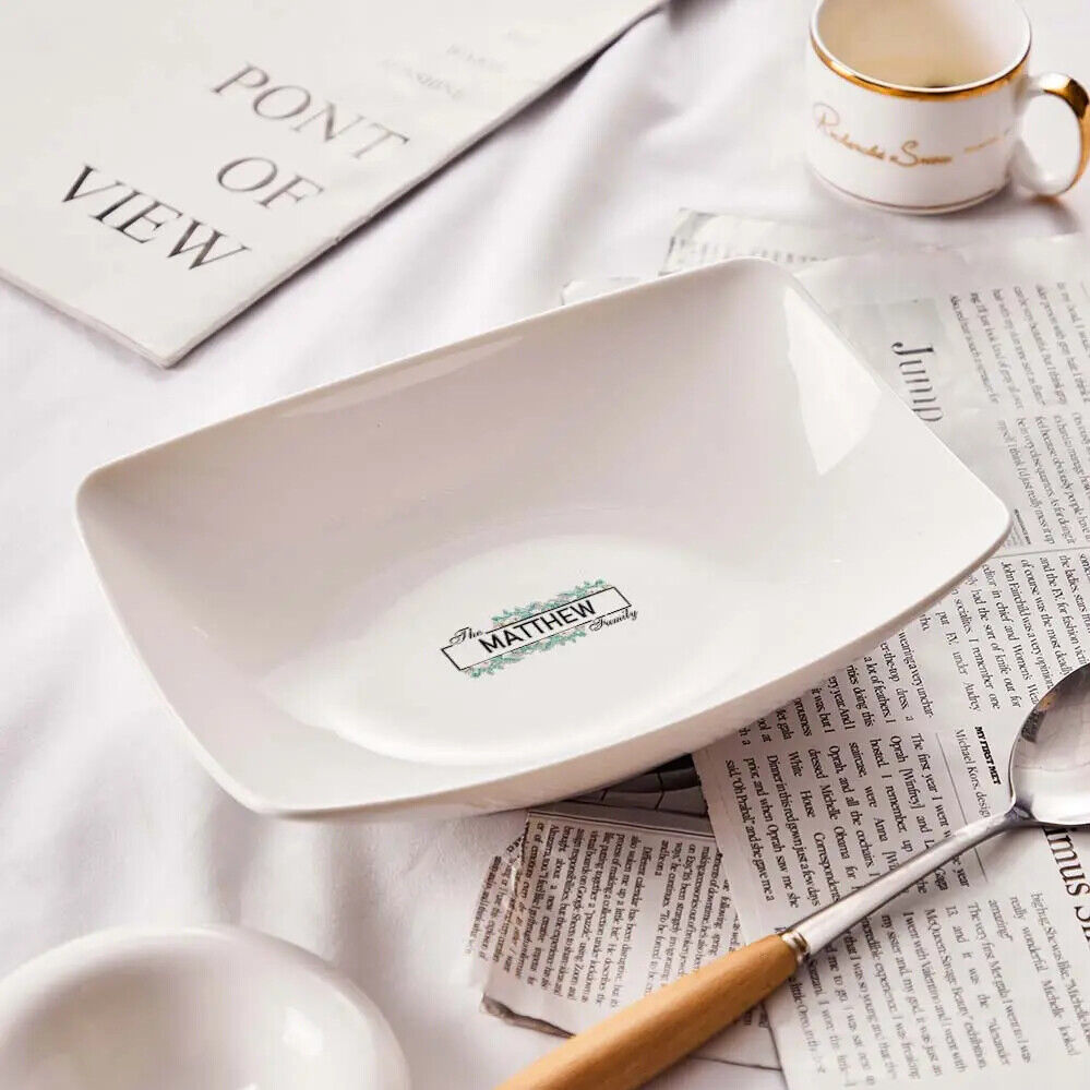 Personalized Name Platters Engraved Flower Tableware Plate