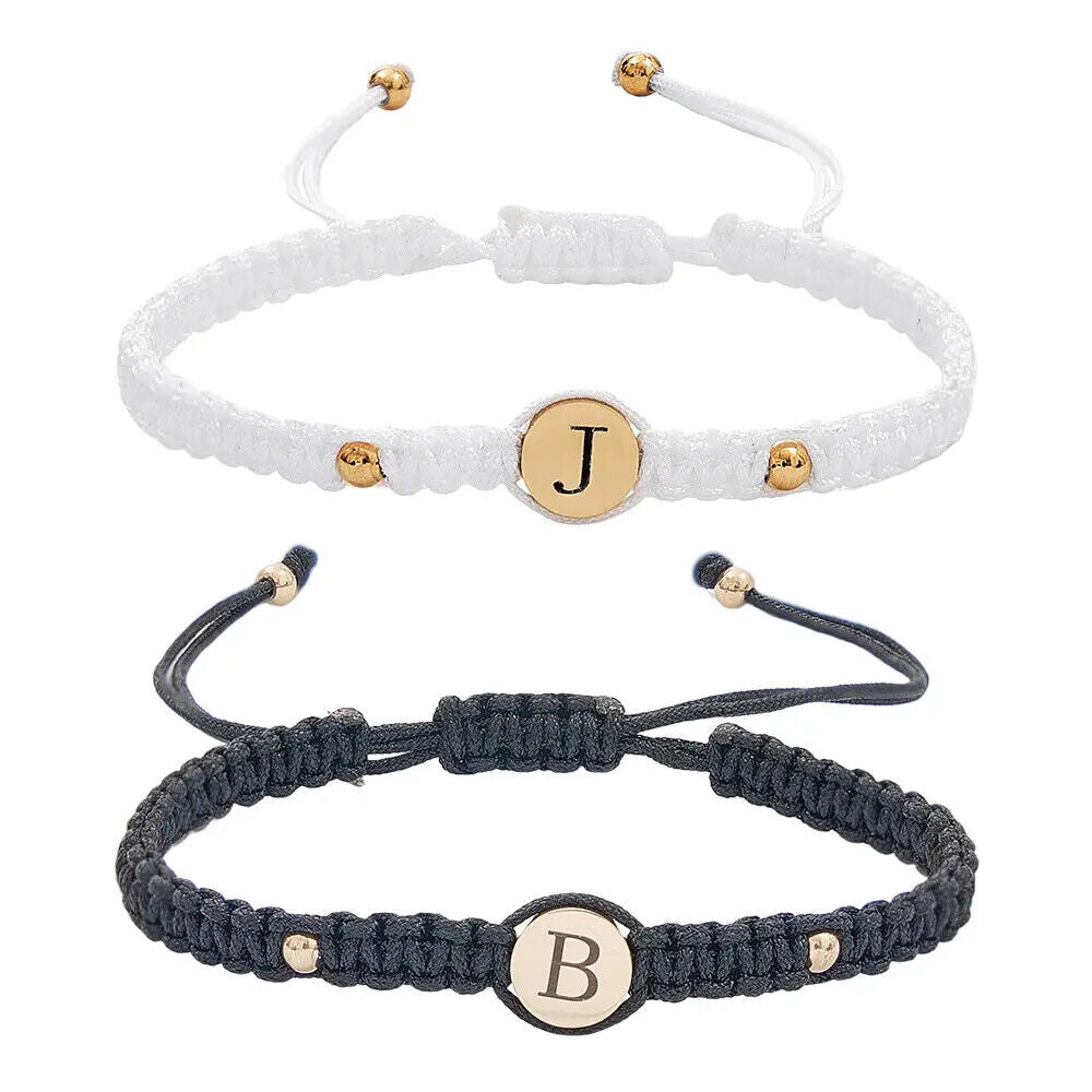 Personalised Couples Bracelets Custom Engraved Name Braided Bracelet Adjustable