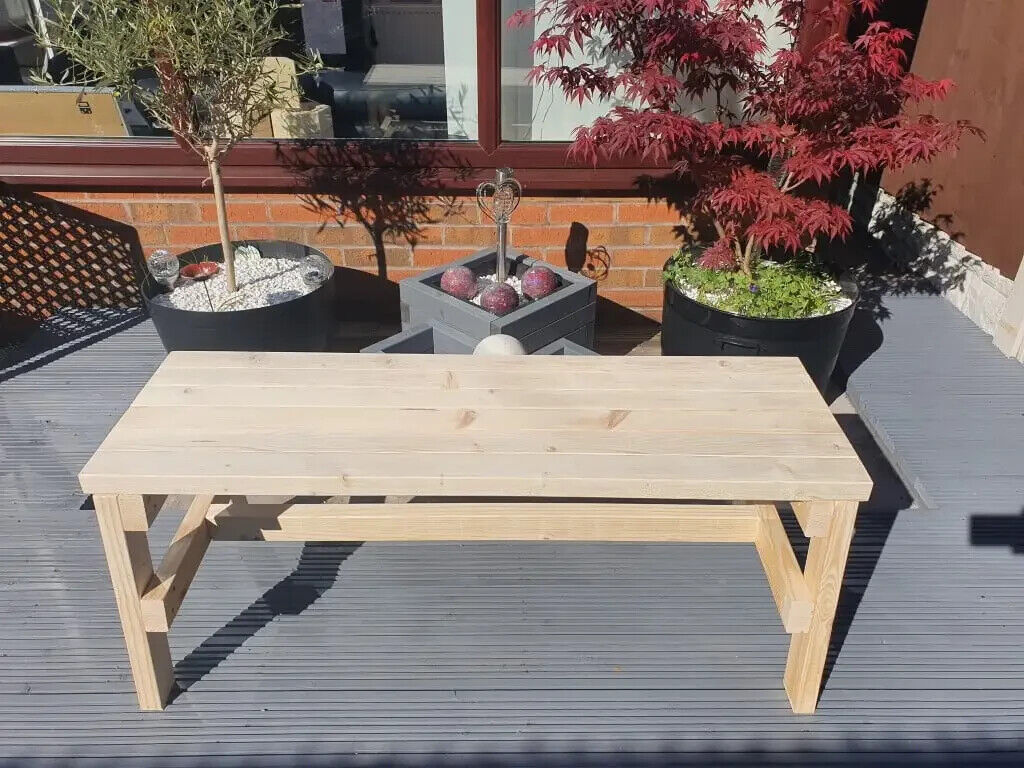 Handmade 120cm X 40cm Wooden Bench Garden Bench With No Back (2 SEATER)