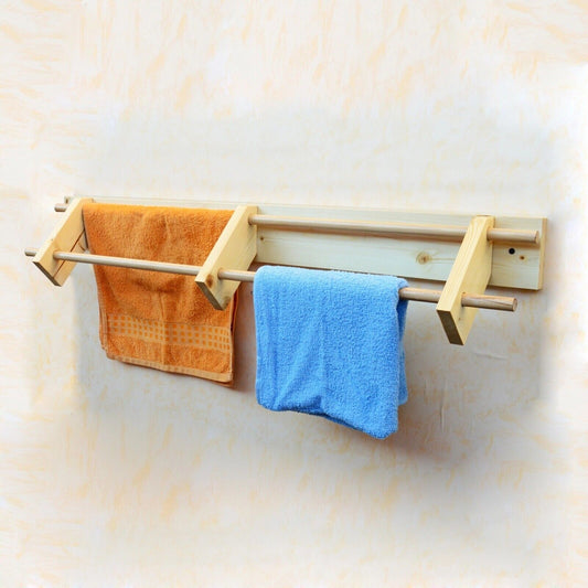 Handmade Wooden Wall Mounted Towel Rail Holder Rack Kitchen Solid Wood Floating